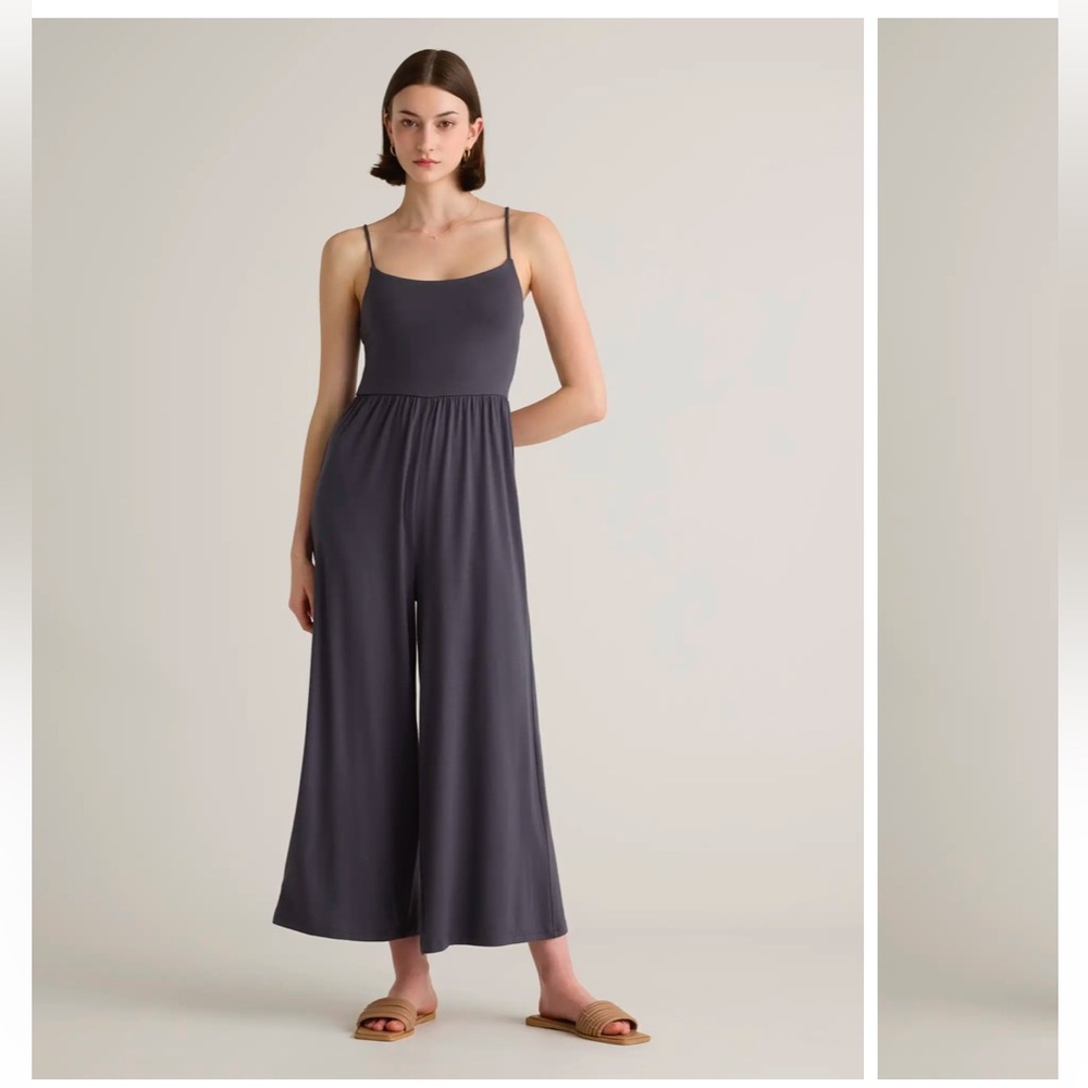 Quince Wide-Leg Jumpsuit in Charcoal Gray